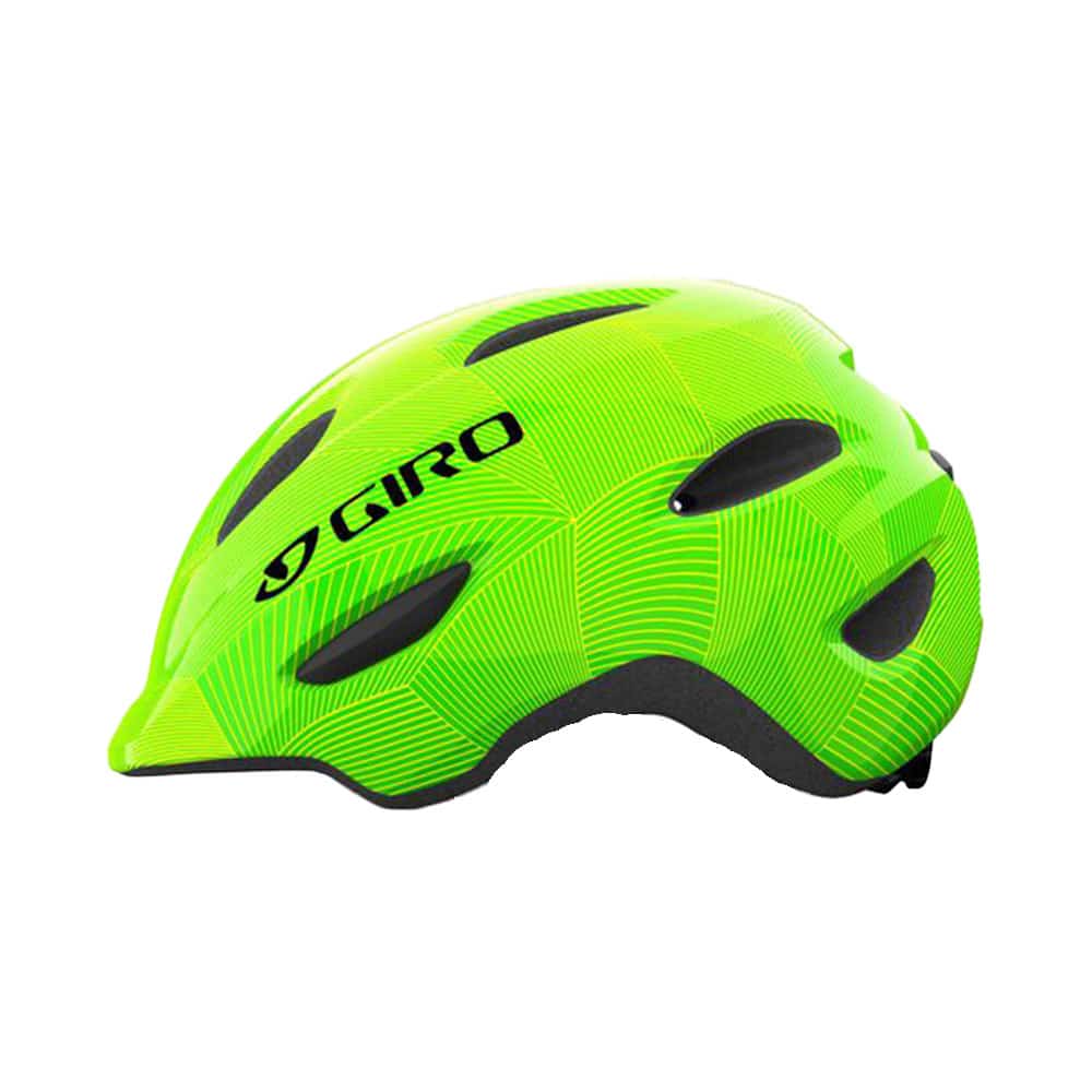 giro scamp youth helmet green lime lines left